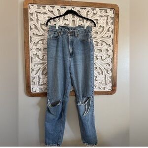 Levi's Blue Straight Leg Distressed Jeans